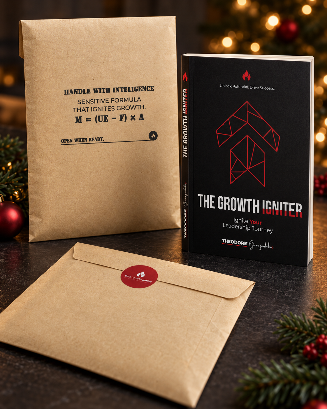 The Growth Igniter book in Christmas gift packaging